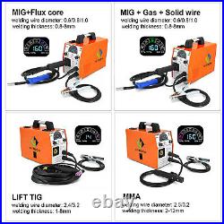 110V/220V MIG ARC TIG Welders 200A LED Gas Gasless MIG TIG ARC Welding Machine