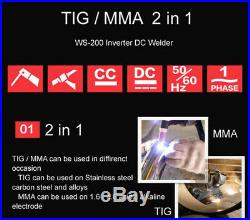 220V 200A DC Inverter TIG & ARC STICK MMA Welding machine Steel Welder WithArgon