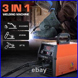 3IN1 MIG Welder 110220V Inverter Flux Core Gasless ARC TIG MIG Weld Machi+Gloves