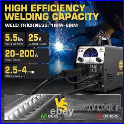 5 IN 1 MIG Welder 110V/220V Gas/Gasless TIG MMA Welding Machine LCD Display 200A