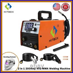 HITBOX 200Amp MIG Welder 110V DC Inverter 2 in 1 Gasless ARC/MMA Welding Machine