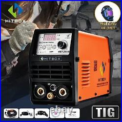 HITBOX TIG Welder Inverter 200A 110&220V DC IGBT HF ARC TIG Weld Machine+Helmet