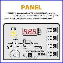 HVT250P AC/DC Pulse Aluminum TIG Welder Stick ARC Inverter Welding Machine