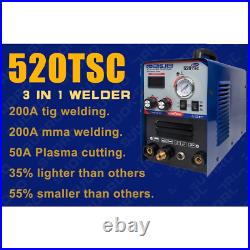 Inverter Arc DC 3-IN-1 MMA/TIG/CUT Welding Machine 520TSC with pt31/wp17 torch