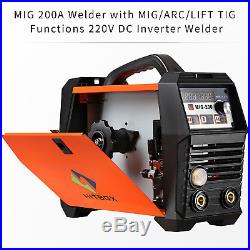 MIG Welder 200A Inverter Welding Machine Gasless Gas 220V MMA Lift TIG MAG ARC
