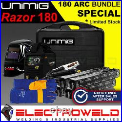 UNIMIG Razor 180 Arc Tig Bundle- Welder, Helmet, Gloves, Electrodes KUMJRRW180CA